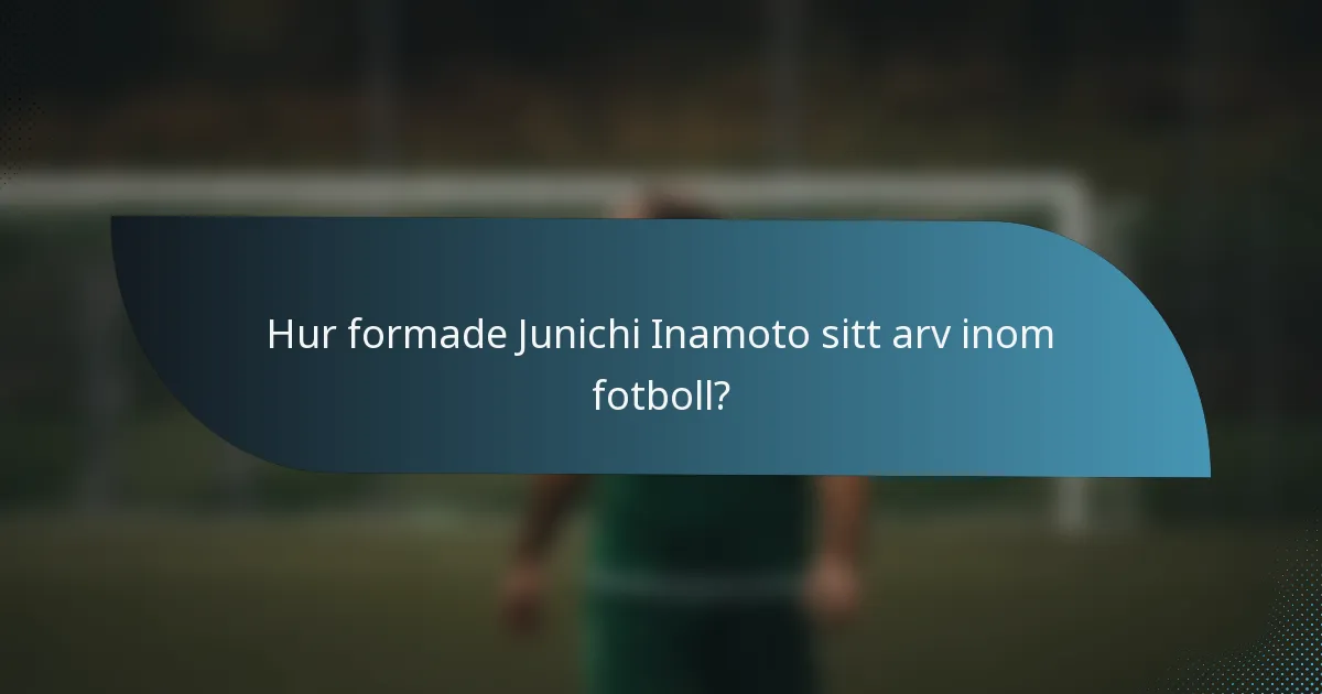 Hur formade Junichi Inamoto sitt arv inom fotboll?