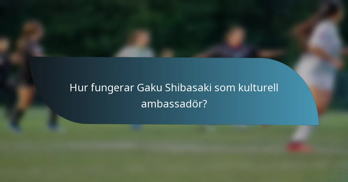 Hur fungerar Gaku Shibasaki som kulturell ambassadör?