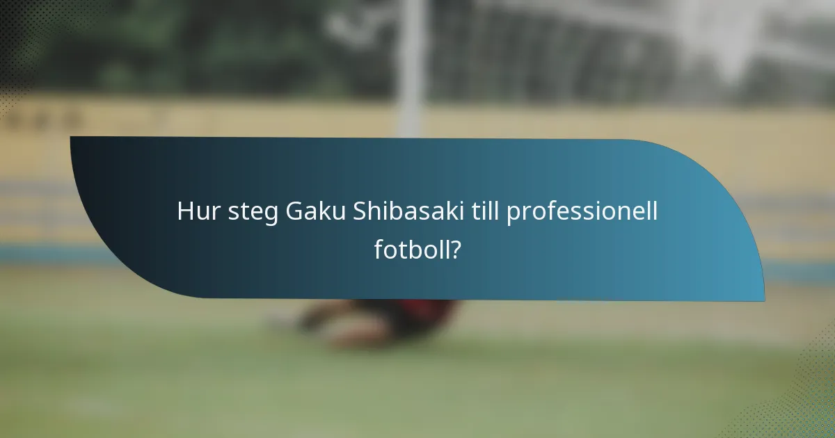 Hur steg Gaku Shibasaki till professionell fotboll?