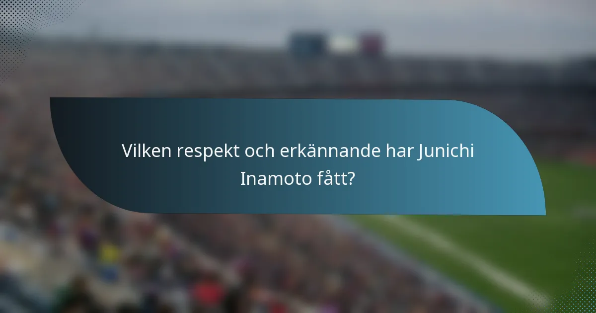 Vilken respekt och erkännande har Junichi Inamoto fått?